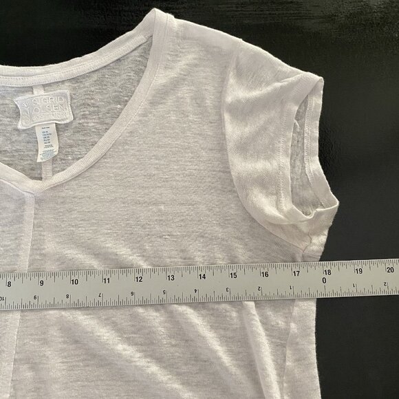 Sigrid Olsen 100% Linen T Shirt White V Neck Short Sleeve Basic Tee - Picture 8 of 9
